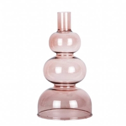 Κηροπήγιο Circles PT3893PI 10x20cm Pink Present Time Γυαλί