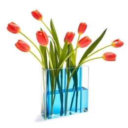 Βάζο 145975 19,05x19,05x6,35cm Clear-Blue MoMA Γυαλί