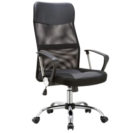 Πολυθρόνα Διευθυντή  BF2400-PVC ΕΟ502,1P Χρώμιο/Pvc & Mesh Μαύρο 61x68x108/118cm