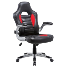 Bucket Πολυθρόνα Διευθυντή Pu BF7950-A ΕΟ291,2Α Μαύρο/Κόκκινο 64x68x108/118cm