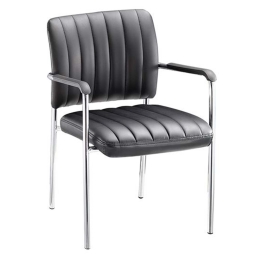 Πολυθρόνα Επισκέπτη Denim ΕΟ556,W Χρώμιο/Pu Μαύρο 57x58x80cm Σετ 4τμχ