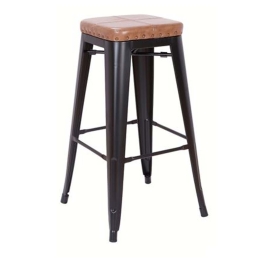 Σκαμπό Bar Relix Ε5190Ρ,14Μ Μεταλλικό Μαύρο Matte/Pu Camel 43x43x78cm Μέταλλο,Τεχνόδερμα