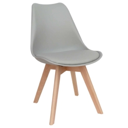 Καρέκλα Logan Plus Grey 10-0016 48Χ58Χ81cm Ξύλο,Τεχνόδερμα