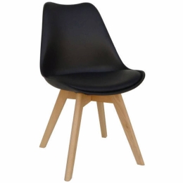 Καρέκλα Logan Plus Black 10-0015 48X58X81cm Ξύλο,Τεχνόδερμα