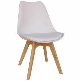 Καρέκλα Logan Plus Λευκή 10-0013 48X58X81cm Ξύλο,Τεχνόδερμα