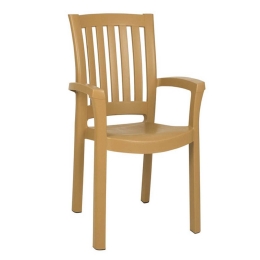 Πολυθρόνα Πλαστική Malibu Teak 02-0440 Siesta