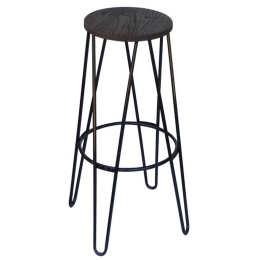 Σκαμπό Μπαρ Lara Μαύρο 24-0044 44X44-H.75-Φ33cm Μέταλλο,Ξύλο