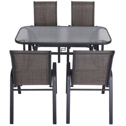 Τραπεζαρία Denim 06.8080.1 (Σετ 5Τμχ) 120x70cm Anthracite Zita Plus 4 Θέσεων