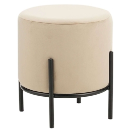Σκαμπό Bella/R 40.0142 Φ35x38cm Βελούδινο Beige Zita Plus