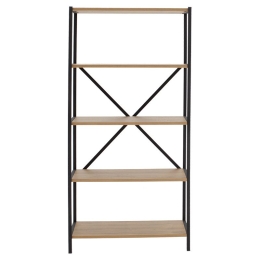 Βιβλιοθήκη Wook pakoworld καρυδί-μαύρο 74.50x32x155εκ