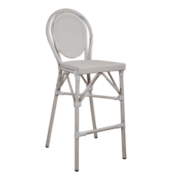 Σκαμπω Αλουμινιου Bamboo Look Πατινα Λευκο Με Textline Hm5110 47x61x115 cm