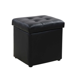 Σκαμπω Με Αποθηκευτικο Χωρο Pu Μαυρο Cube Hm224.01 Τεχνόδερμα
