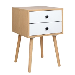 Κομοδινο Oliver Hm2225 Φυσικο-Λευκο 40Χ40Χ60 cm. Μελαμίνη
