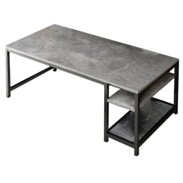 Γραφείο Mount pakoworld με ραφιέρα-MDF γκρι antique-μαύρο 120x60x76εκ