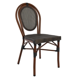 Καρέκλα Αλουμινίου Hm5026 Bamboo Look Καφέ Με Textline