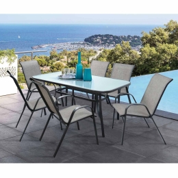 Σετ Τραπεζαριας 7Τμχ 160X90 Bruno & 6 Leon Πολυθρονα Hm5206.01 6 Θέσεων