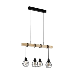 Φωτιστικό Οροφής Ράγα Townshend 5 43132 Black-Brown Eglo Μέταλλο,Ξύλο