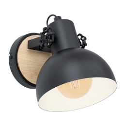Φωτιστικό Τοίχου - Απλίκα Lubenham 43164 Black-Brown Eglo Μέταλλο,Ξύλο