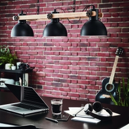 Φωτιστικό Οροφής Ράγα Lubenham 43163 Black-Brown Eglo Μέταλλο,Ξύλο