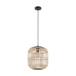 Φωτιστικό Οροφής Κρεμαστό Bordesley 43216 Natural-Black Eglo Μέταλλο,Ξύλο