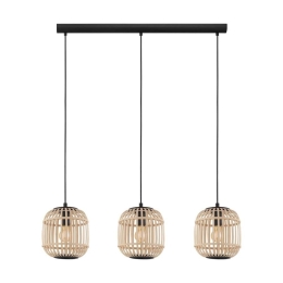 Φωτιστικό Οροφής Ράγα Bordesley 43217 Natural-Black Eglo Μέταλλο,Ξύλο