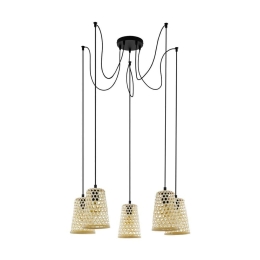 Φωτιστικό Οροφής Κρεμαστό Claverdon 43255 Natural-Black Eglo Μέταλλο,Ξύλο