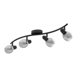 Φωτιστικό Οροφής Spot Pollica 98626 Black-Clear Eglo Μέταλλο,Γυαλί