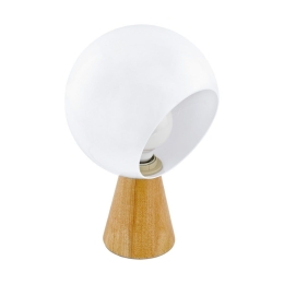 Φωτιστικό Επιτραπέζιο Mamblas 98278 White-Brown Eglo Μέταλλο,Ξύλο