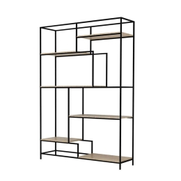 Βιβλιοθήκη Look Black - Sonoma 140x40,4x201,5cm 28-0134 Mdf,Μέταλλο