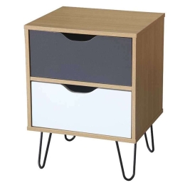 Κομοδίνο Artic Sonoma Grey White 45x39x59,5cm 09-0999 Μελαμίνη,Μέταλλο