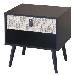Κομοδίνο Omnia Sonoma-Black 50x39x50cm 09-1023 Μοριοσανίδα, Μελαμίνη