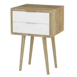 Κομοδίνο Scandi 2Συρτάρια Sonoma-White 40x35x61cm 09-0504 Μοριοσανίδα, Καουτσούκ