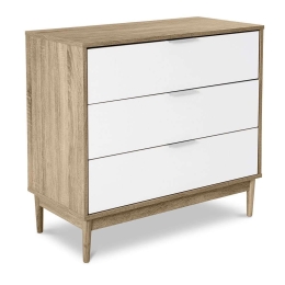 Κομότα 3Συρτάρια Scandi Sonoma-White 80x39,5x77cm 09-0503 Μοριοσανίδα