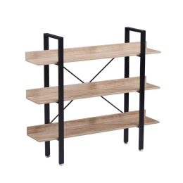 Βιβλιοθήκη Horizon 28-0219 Με 3 Ράφια 120x28xH106cm Sonoma - Black Μελαμίνη,Μέταλλο