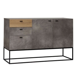 Μπουφές Delta 05-0608 136x41x82cm Cement-Dark Oak Μελαμίνη,Μέταλλο