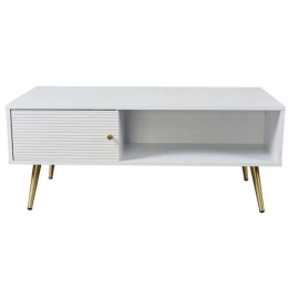 Τραπέζι Σαλονιού Zizel 04-0658 100x50x42cm White-Gold