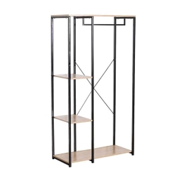 Ντουλάπα Mode 18-0013 90x40x167cm Sonoma-Black Δίφυλλη Μοριοσανίδα, Μέταλλο