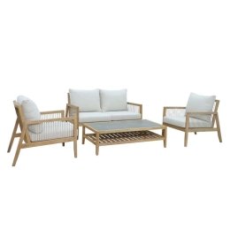 Σαλόνι Japonism 22-0094 (Σετ 4Τμχ) 138/68/68,5x88,2/128,6x80/36,8cm Beige 4 Θέσεων
