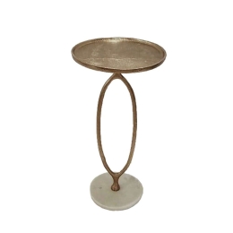 Τραπεζάκι Bodi 49,5 04-0858 Side Φ30,5x49,5cm Μάρμαρο Antique Gold-White