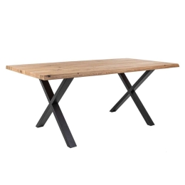 Τραπέζι Dilegno 02-0467 180x95x76cm Natural Μέταλλο,Ξύλο