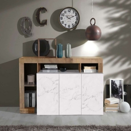 Μπουφές Tunusia 05-0641 146x42x93cm Marble Effect White-Oak Μελαμίνη