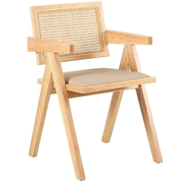Καρέκλα Samurai 03-1083 50x50x80cm Natural-Beige Rattan,Ξύλο