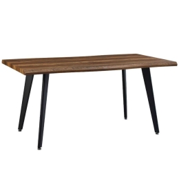 Τραπέζι Grooves 02-0582 160x90x75cm Walnut-Black Μελαμίνη,Μέταλλο
