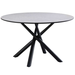 Τραπέζι Votsalo 02-0587 Φ120x75cm Stone Grey-Black Μέταλλο,Ξύλο