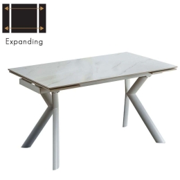 Τραπέζι Επεκτεινόμενο Kira 02-0613 140/170/200x80x75cm Marble Effect White Πέτρα,Μέταλλο