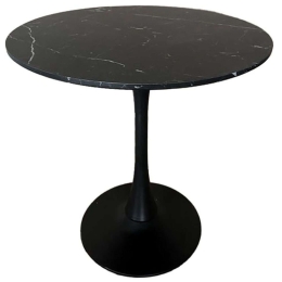 Τραπέζι Soltero 02-0530 Φ80x75cm Marble Effect Black Mdf,Μέταλλο
