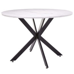 Τραπέζι Stockholm 02-0516 Φ110x75cm Marble Effect White-Black Μελαμίνη,Μέταλλο