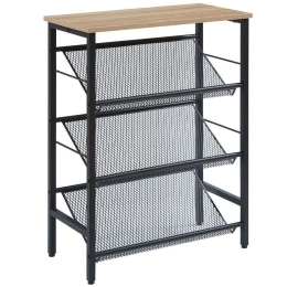 Παπουτσοθήκη Plexus 10-0048 60x30x80cm Walnut-Black Μελαμίνη,Μέταλλο
