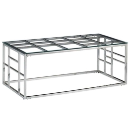 Τραπεζάκι Σαλονιού Bellagio 04-0413 120x60x45cm Silver-Clear