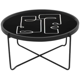Τραπεζάκι Σαλονιού Face 04-0651 75x75x37,5cm Black-White